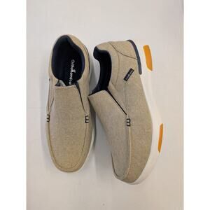 OrthoComfoot Men’s Slip On Walking Shoes Beige Canvas Comfort Loafers Size 10.5